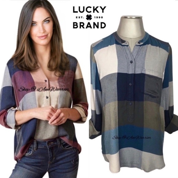 Lucky Brand color block convertible sleeve top *shop@iamwarrior - Picture 1 of 8